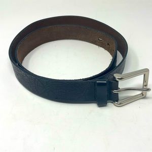 Leather Belt Silver Buckle Winged Skull Design Brown sz 44-50 inches